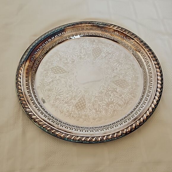 Rogers S.P.Brass Silver Serving Tray 13" - Picture 1 of 16